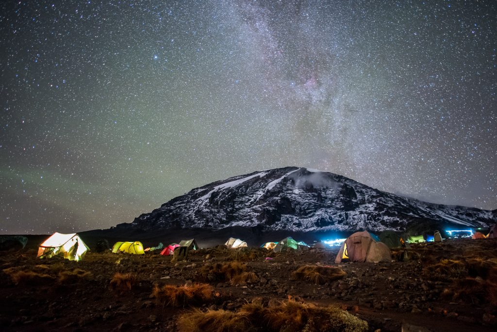 Kilimanjaro Climbing at Night during the summit ascent toward Uhuru Peak Tanzania