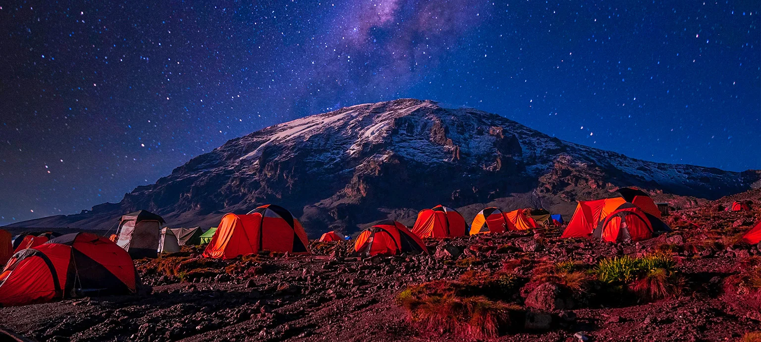 Kilimanjaro Camping at a mountain camp beneath the slopes of Mount Kilimanjaro Tanzania