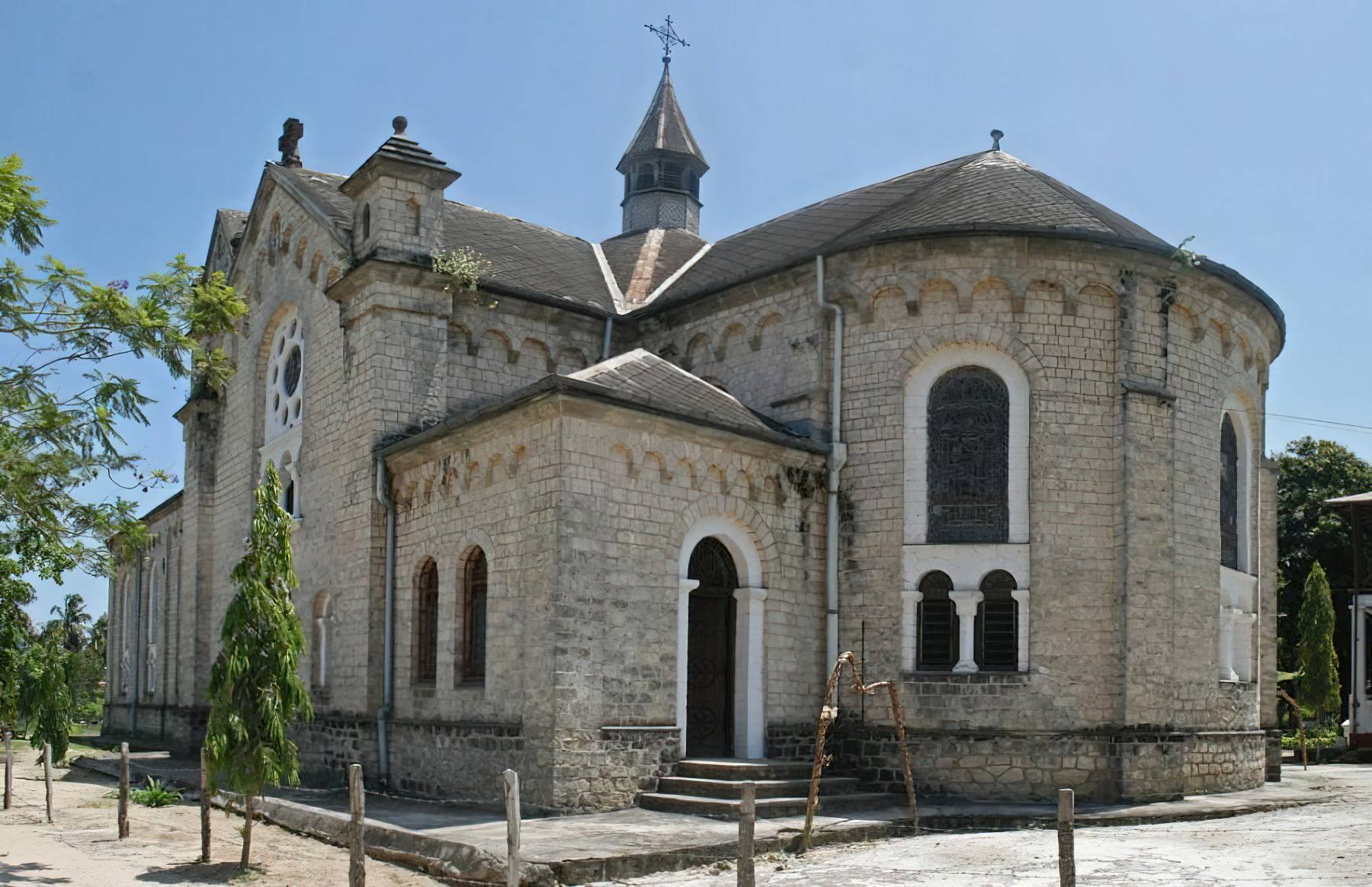 Catholic Church Cathedral in Bagamoyo Tanzania with historic architecture and coastal heritage